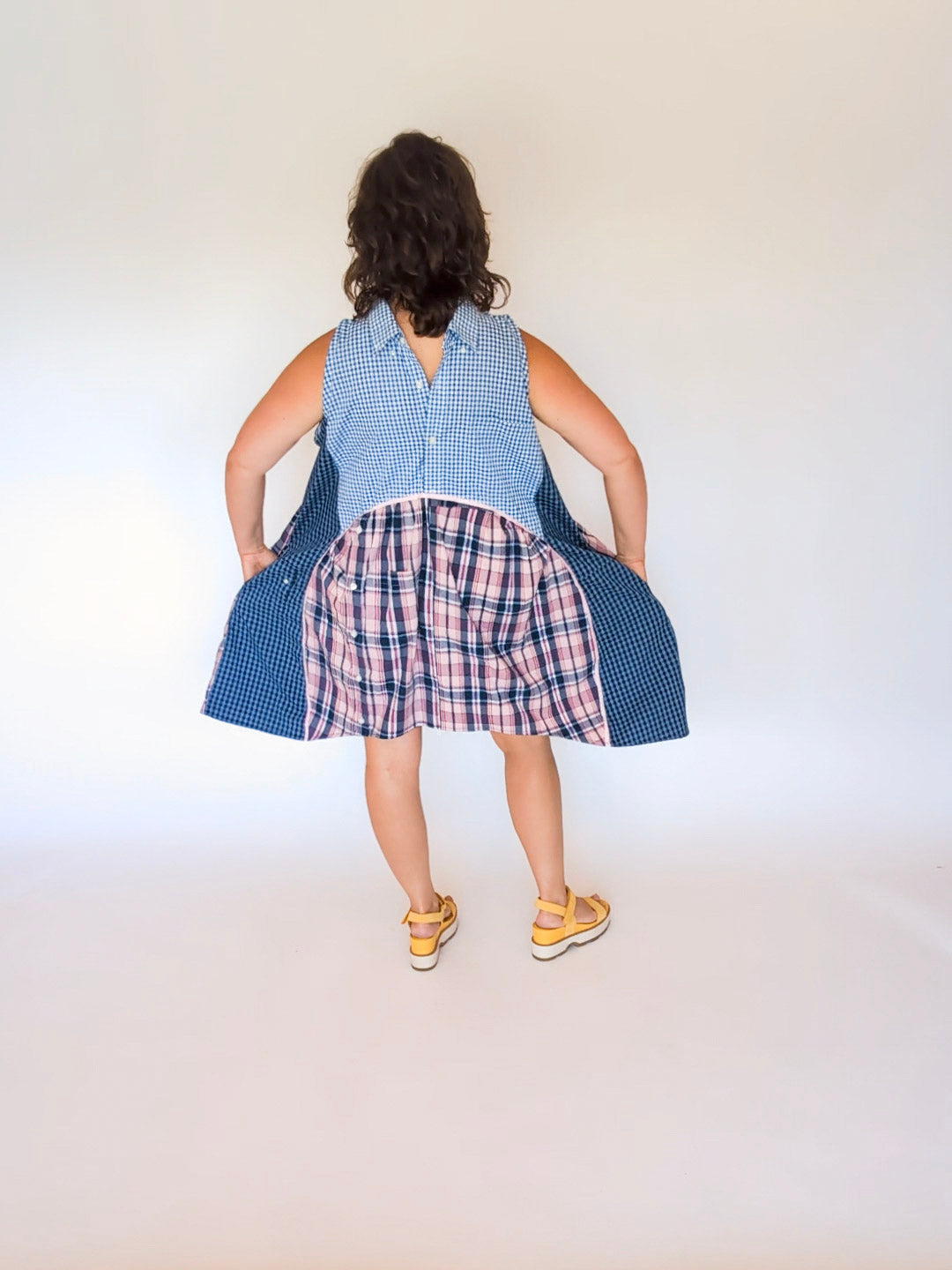 Jumin Dress - Blue Check/ Pink Plaid