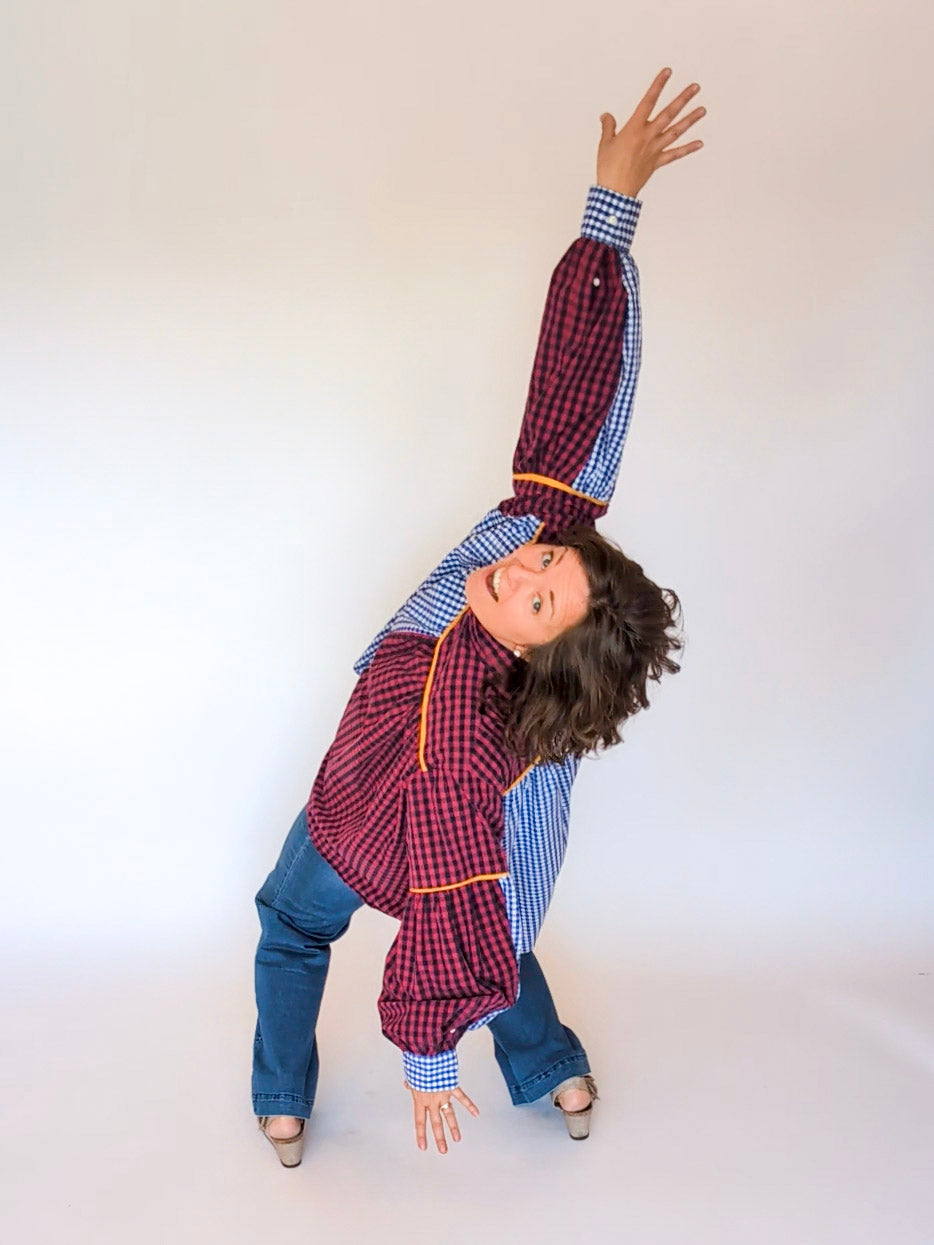 Jovie Blouse - Blue/ Red/ White Checks