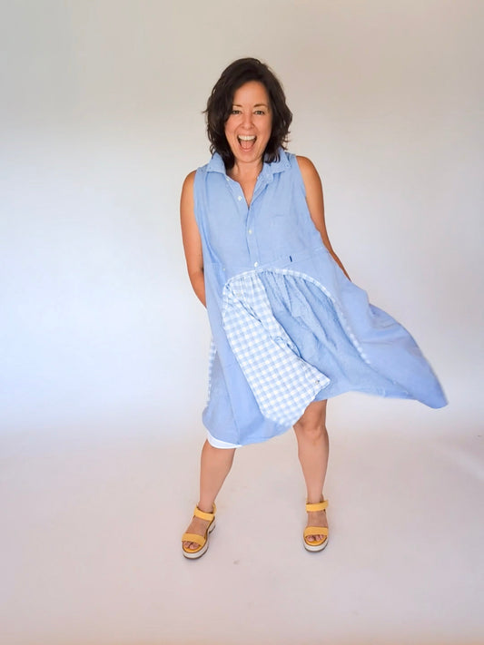 Jumin Dress - Dusty Blue Harmony