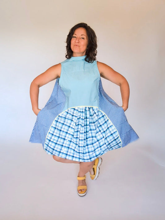 Jumin Dress - Teal/ Blue/ Yellow Plaid