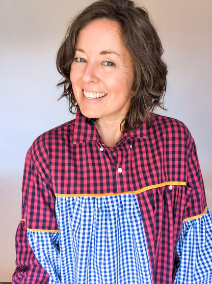 Jovie Blouse - Blue/ Red/ White Checks