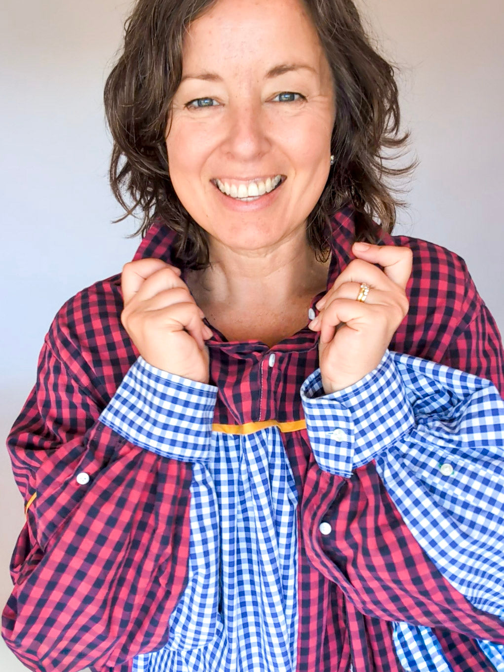 Jovie Blouse - Blue/ Red/ White Checks