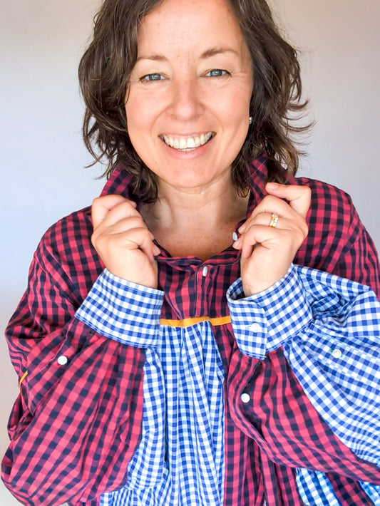 Jovie Blouse - Blue/ Red/ White Checks