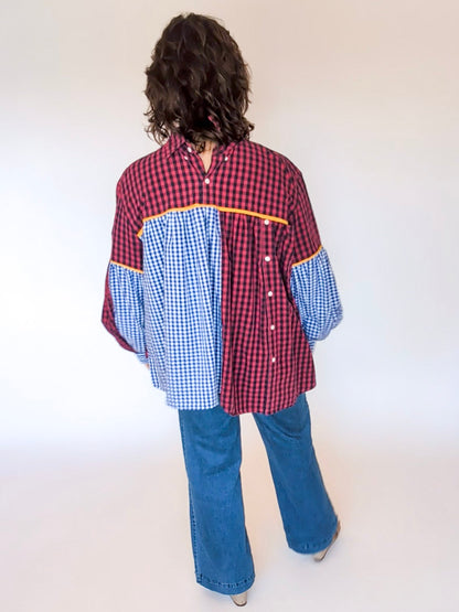 Jovie Blouse - Blue/ Red/ White Checks
