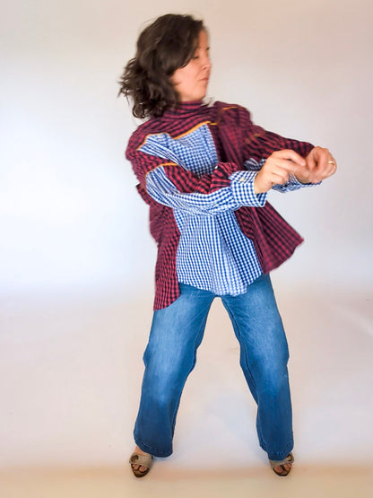 Jovie Blouse - Blue/ Red/ White Checks