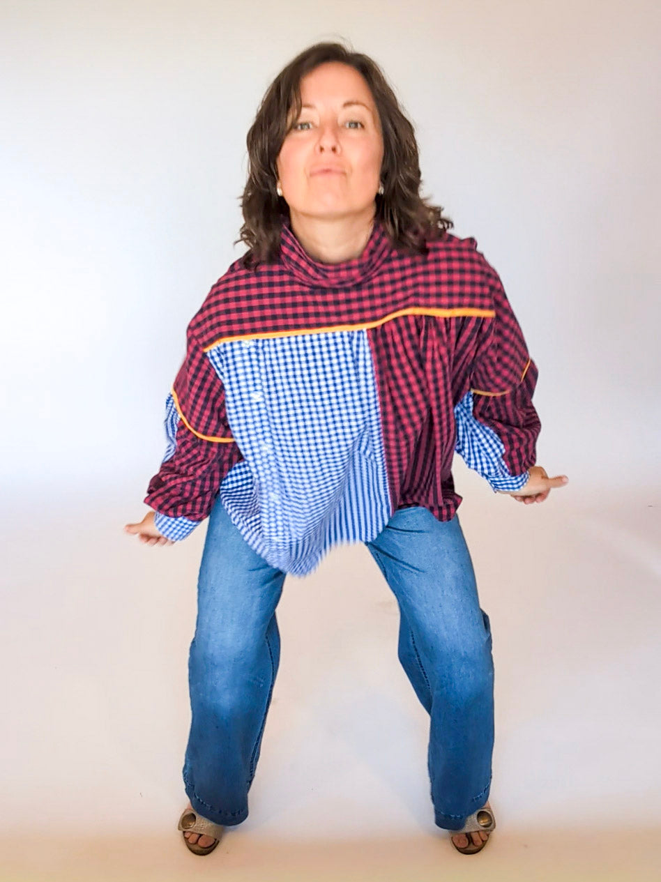 Jovie Blouse - Blue/ Red/ White Checks