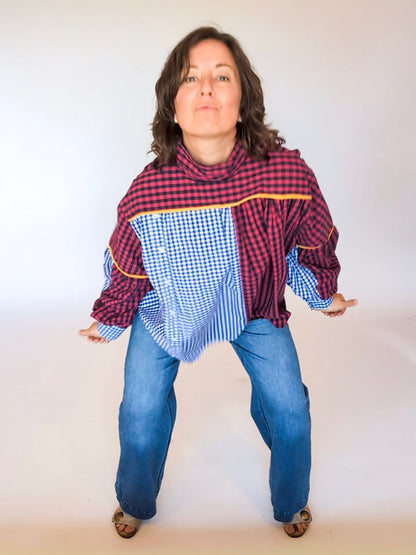 Jovie Blouse - Blue/ Red/ White Checks
