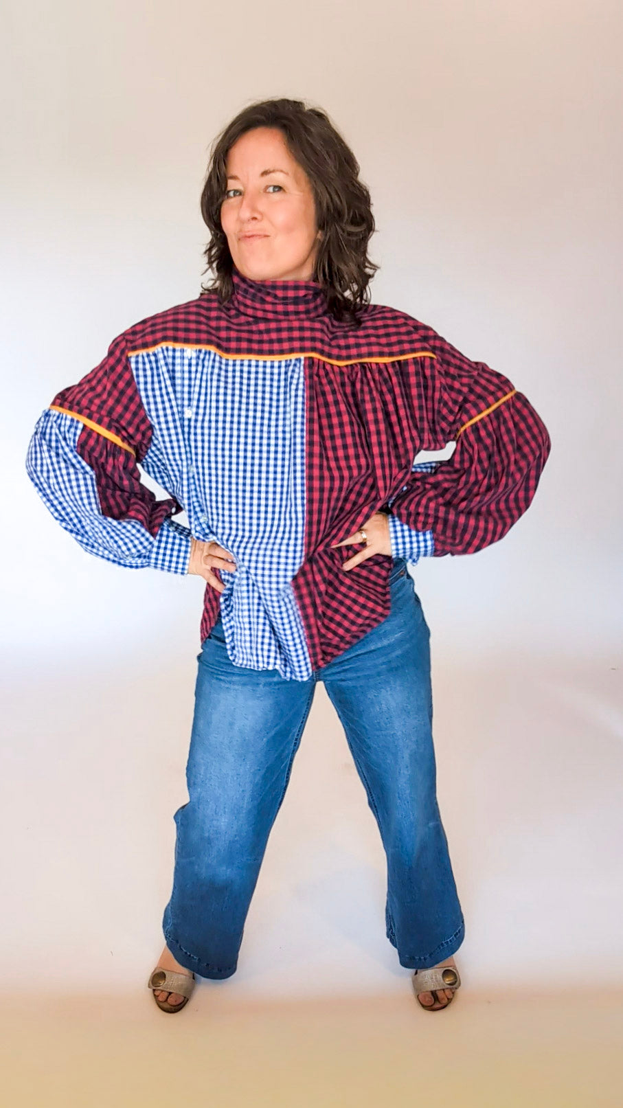 Jovie Blouse - Blue/ Red/ White Checks