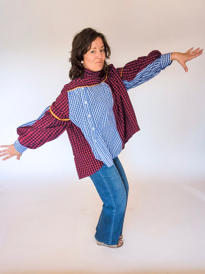 Jovie Blouse - Blue/ Red/ White Checks