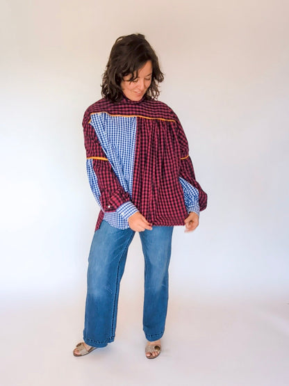 Jovie Blouse - Blue/ Red/ White Checks