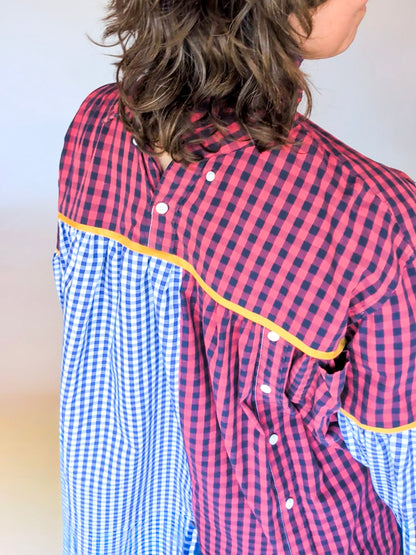 Jovie Blouse - Blue/ Red/ White Checks