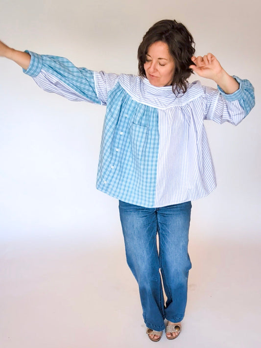 Jovie Blouse - Purple Stripes