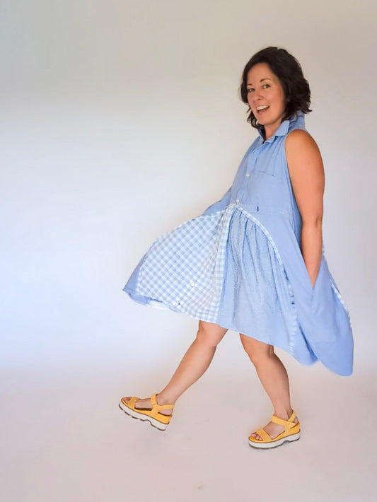 Jumin Dress - Dusty Blue Harmony