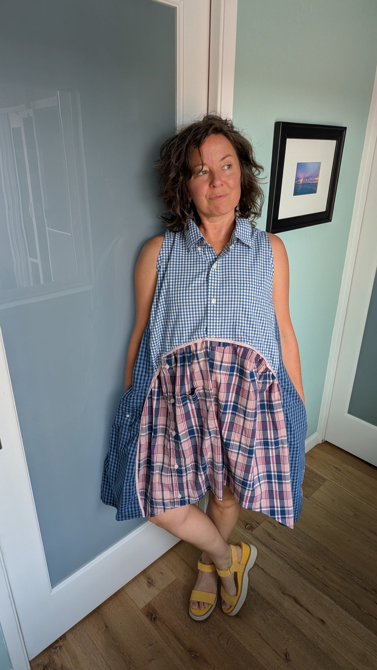 Jumin Dress - Blue Check/ Pink Plaid