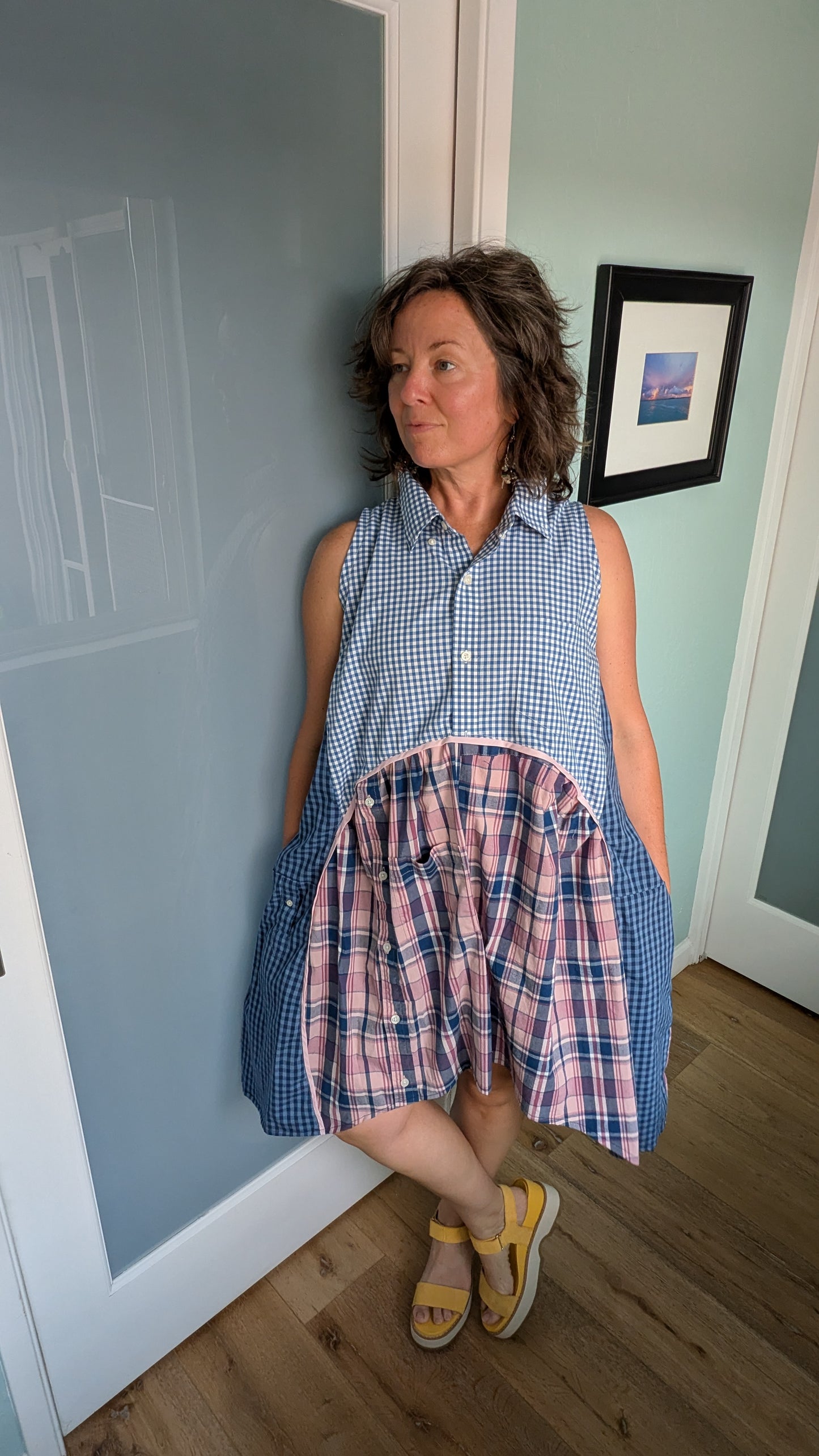 Jumin Dress - Blue Check/ Pink Plaid