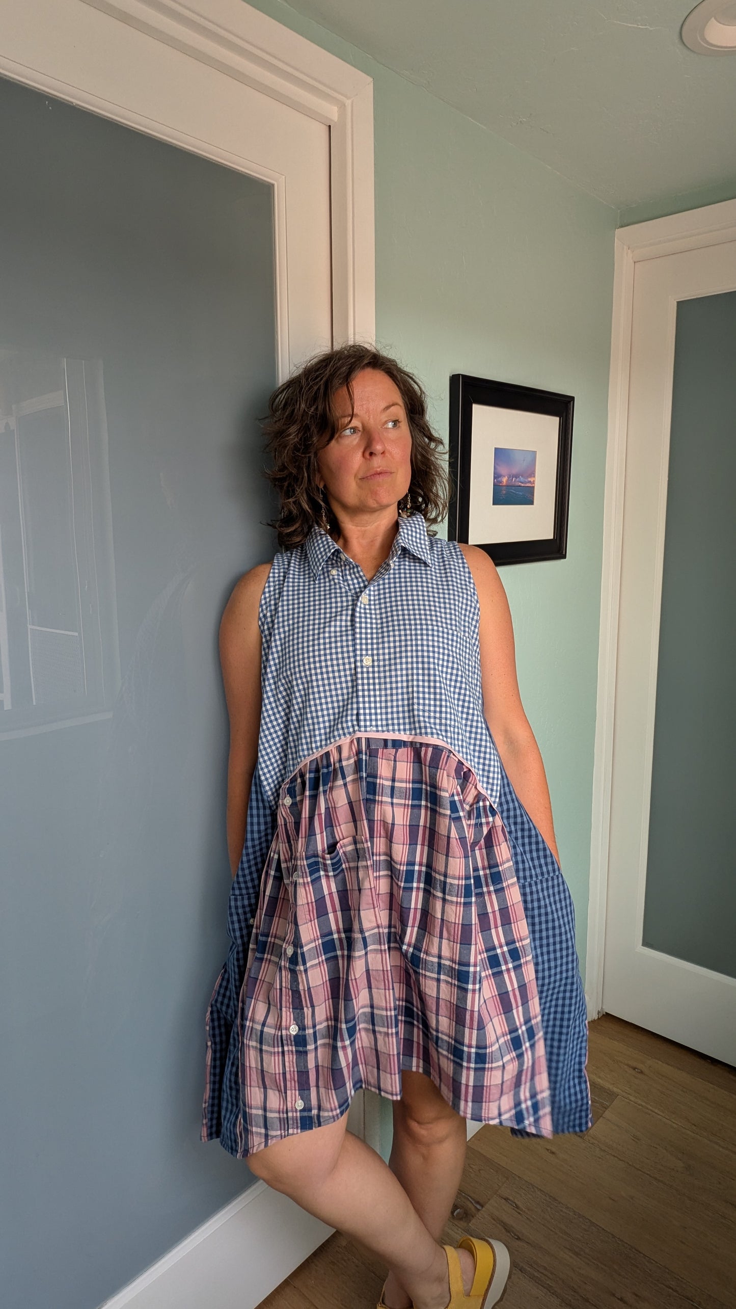 Jumin Dress - Blue Check/ Pink Plaid