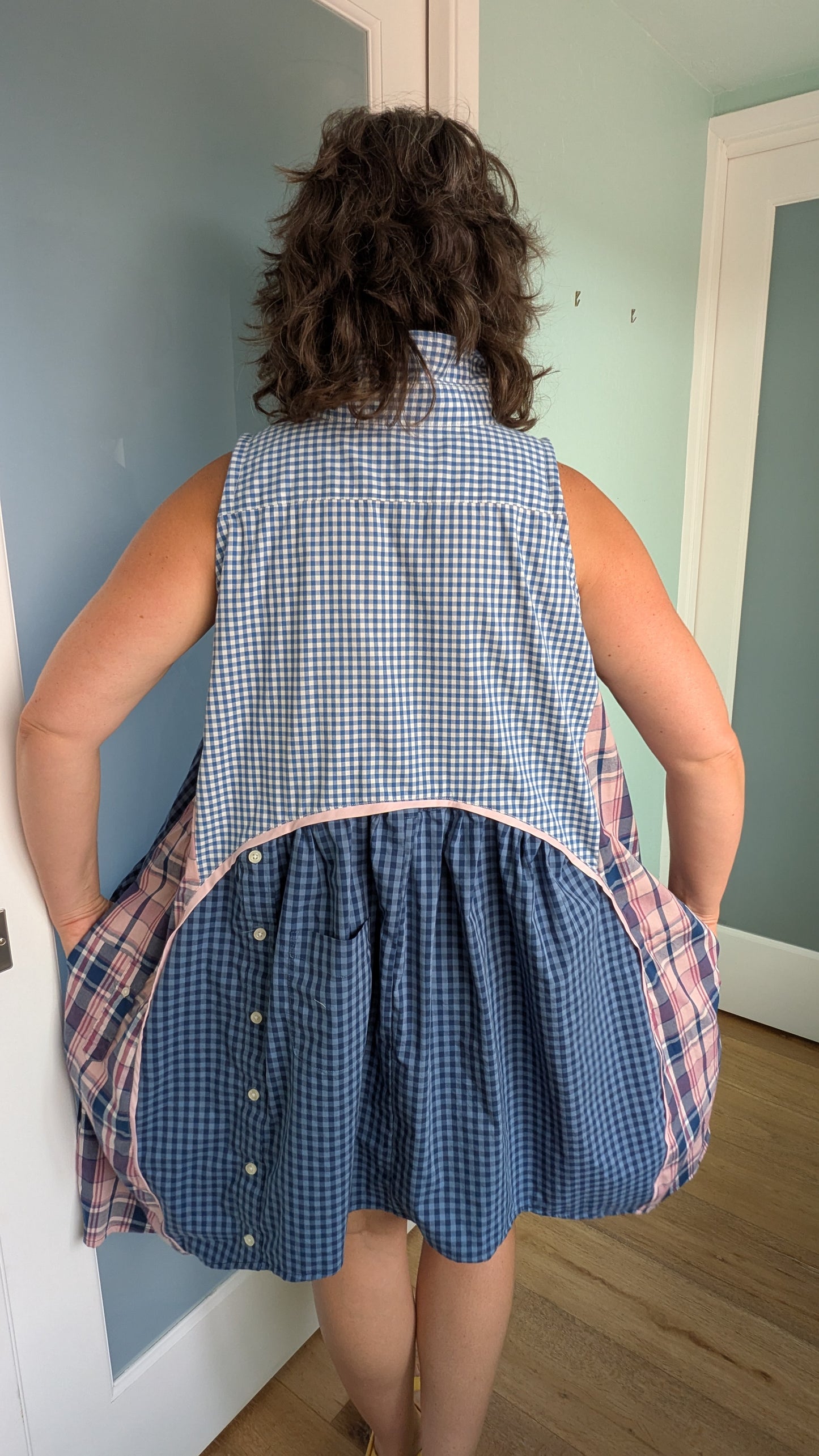 Jumin Dress - Blue Check/ Pink Plaid