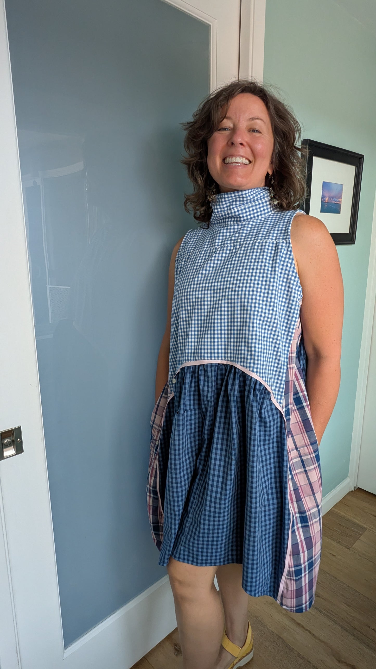 Jumin Dress - Blue Check/ Pink Plaid