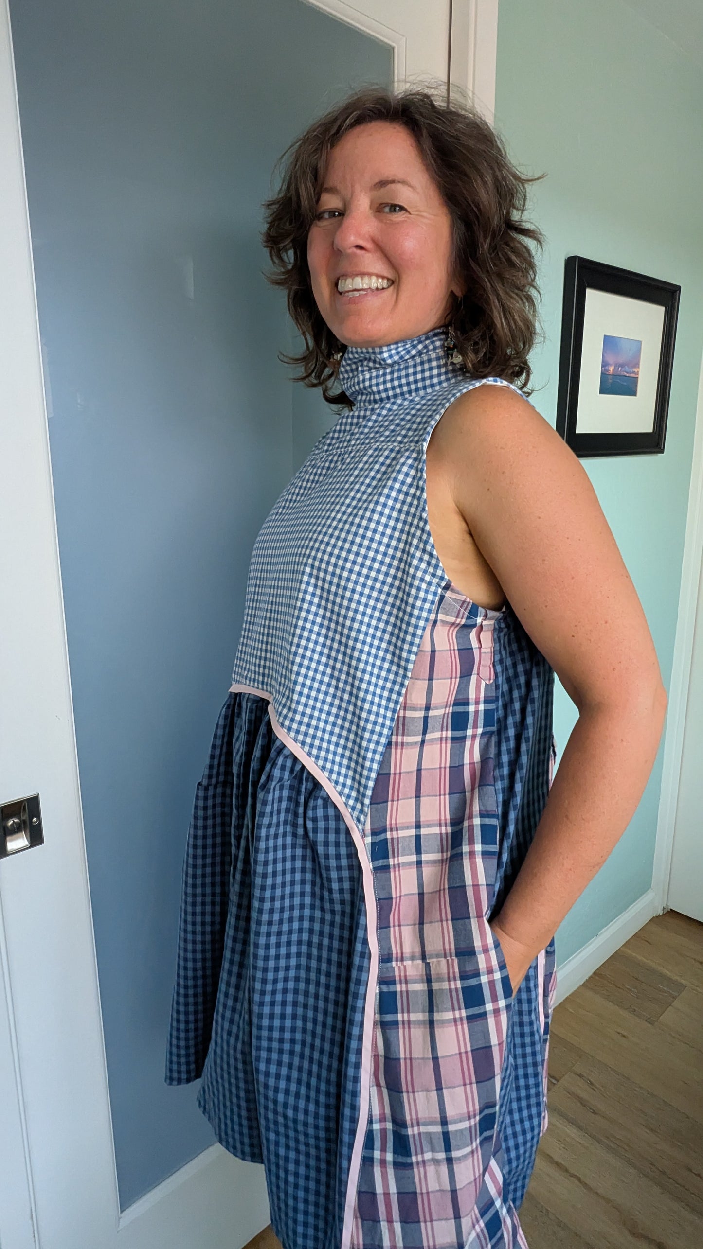 Jumin Dress - Blue Check/ Pink Plaid