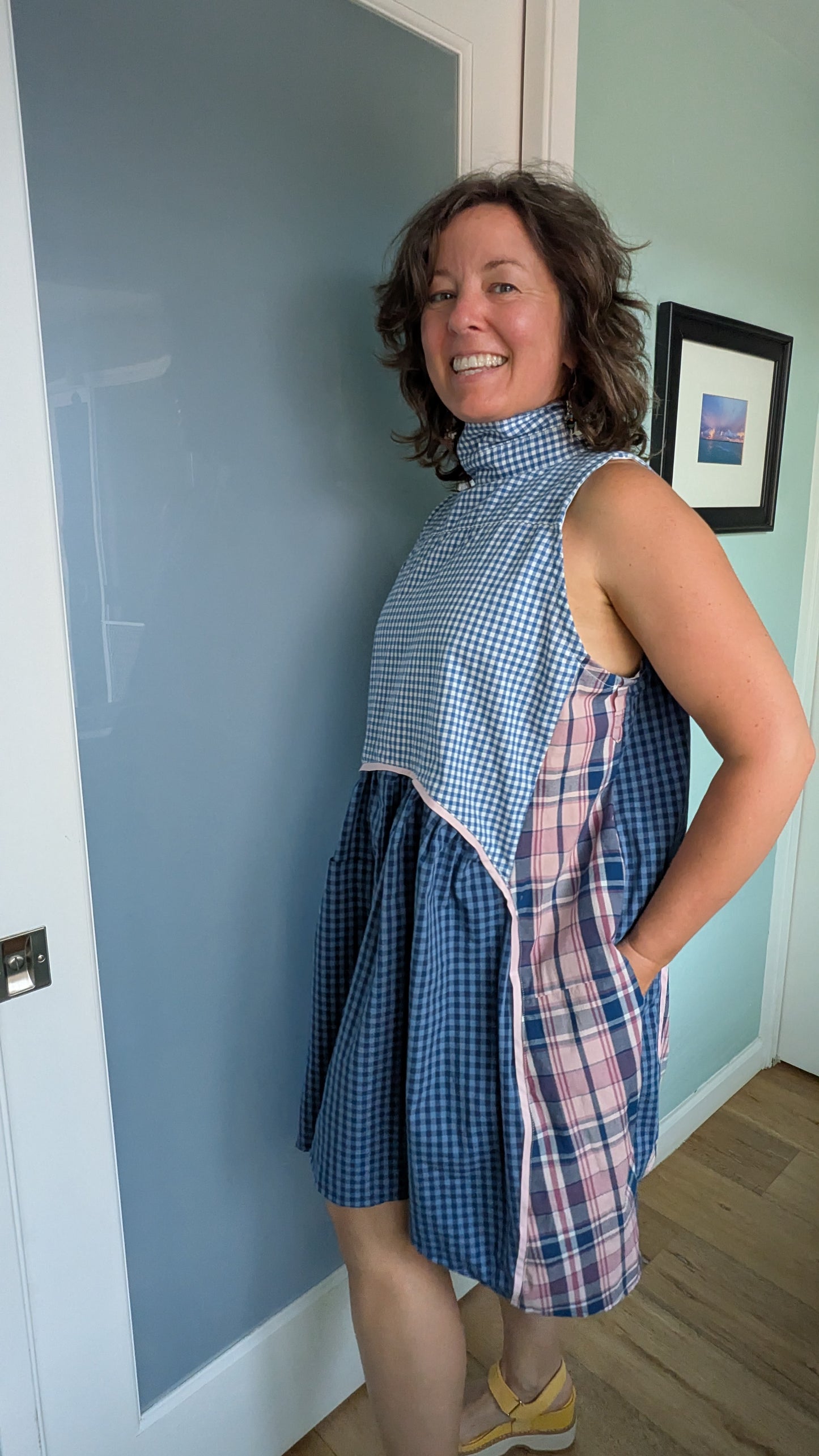 Jumin Dress - Blue Check/ Pink Plaid