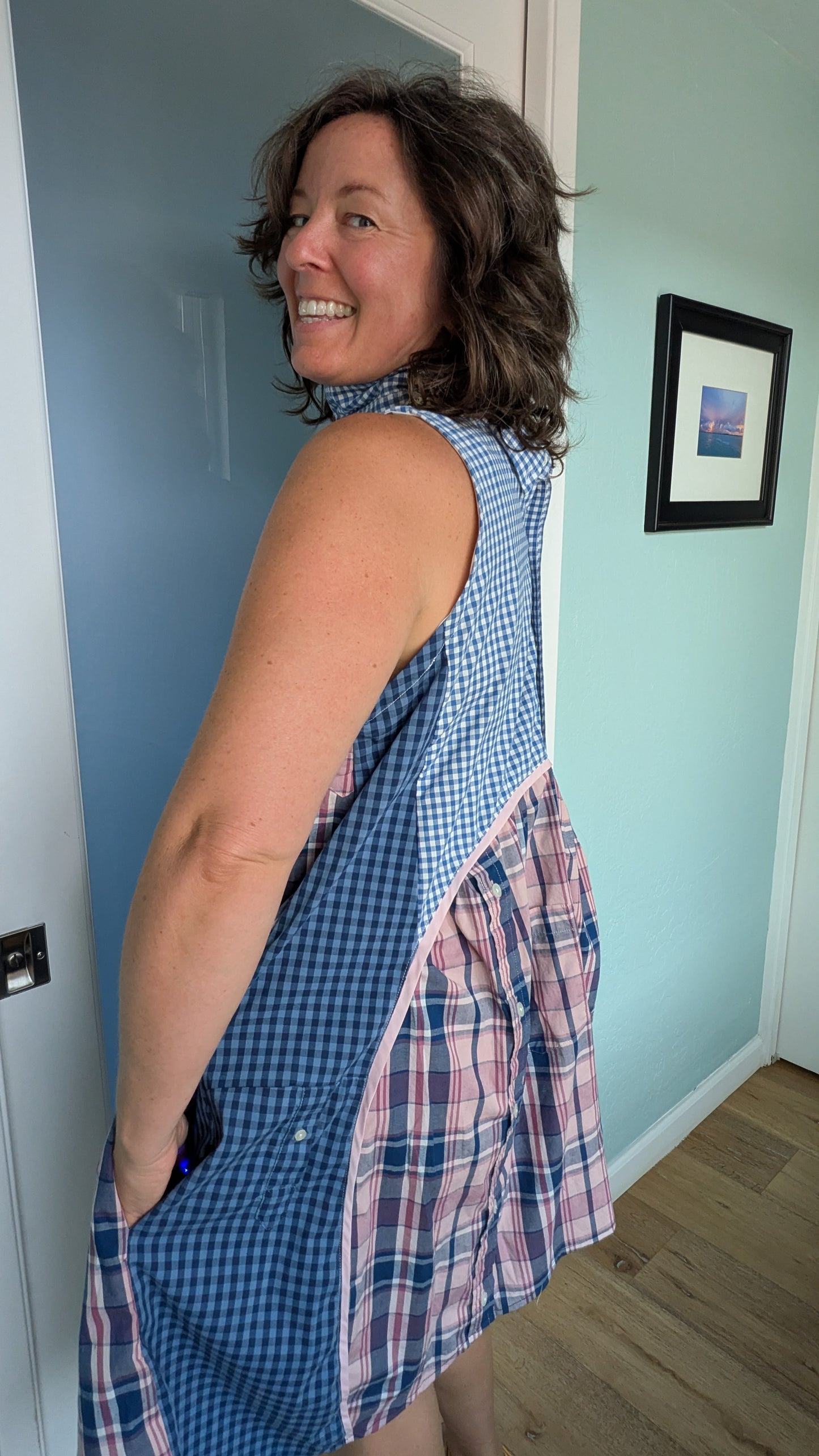 Jumin Dress - Blue Check/ Pink Plaid