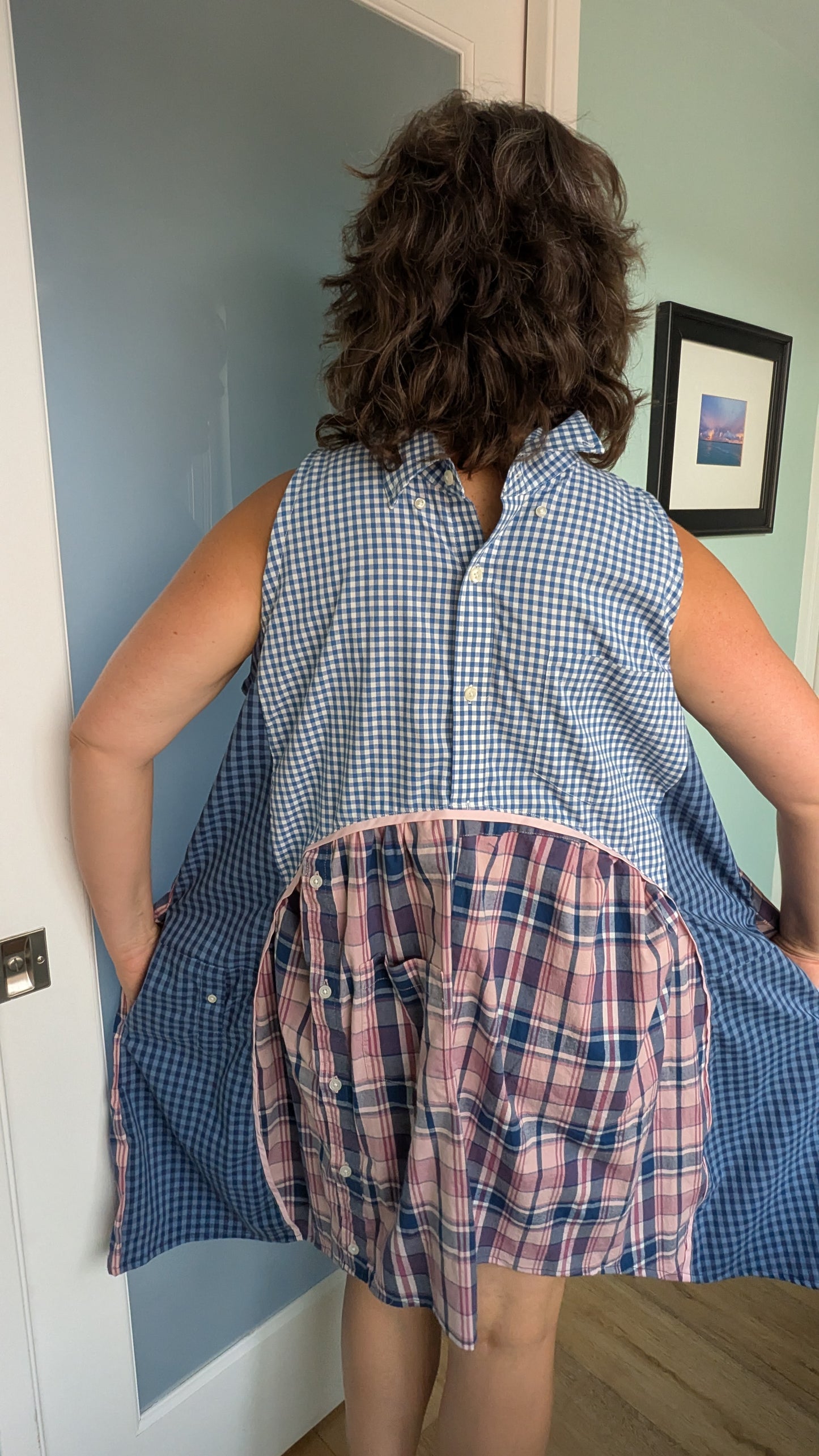 Jumin Dress - Blue Check/ Pink Plaid