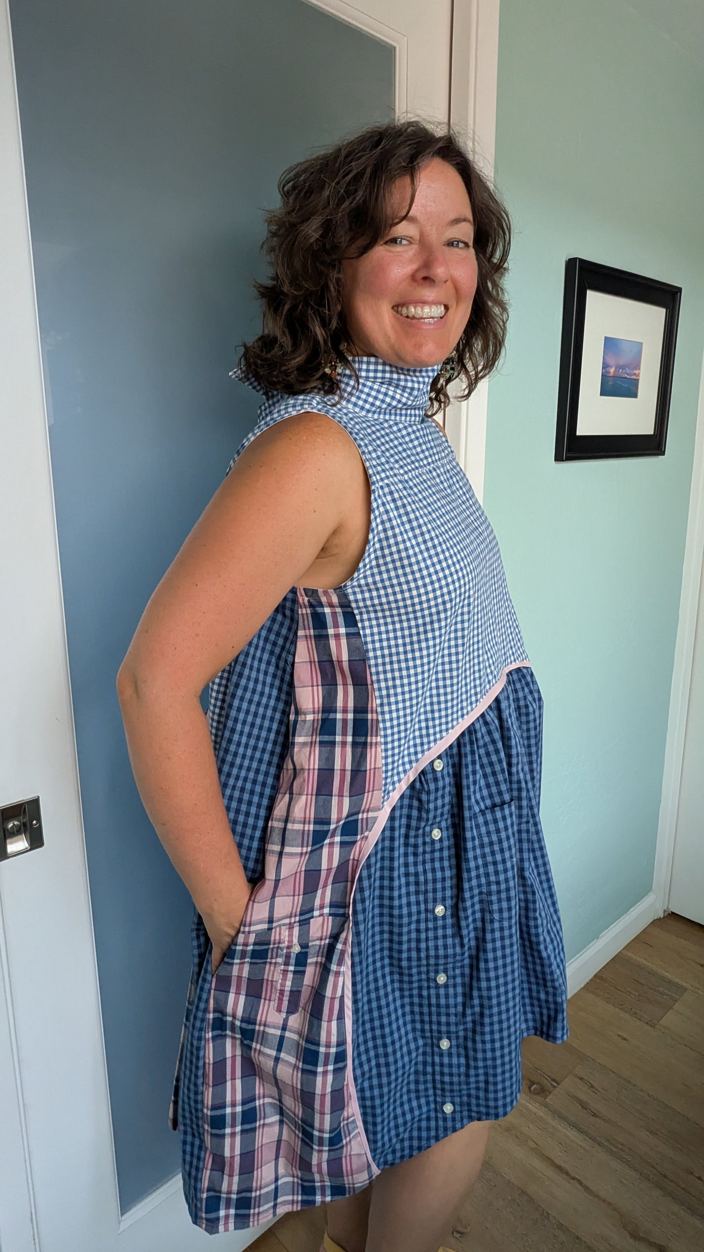 Jumin Dress - Blue Check/ Pink Plaid