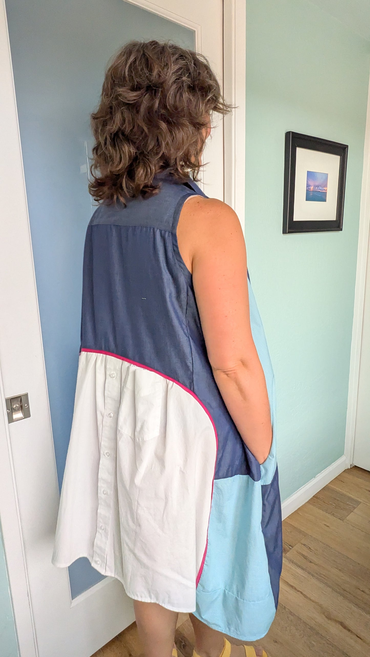 Jumin Dress - Navy/ Teal/ White