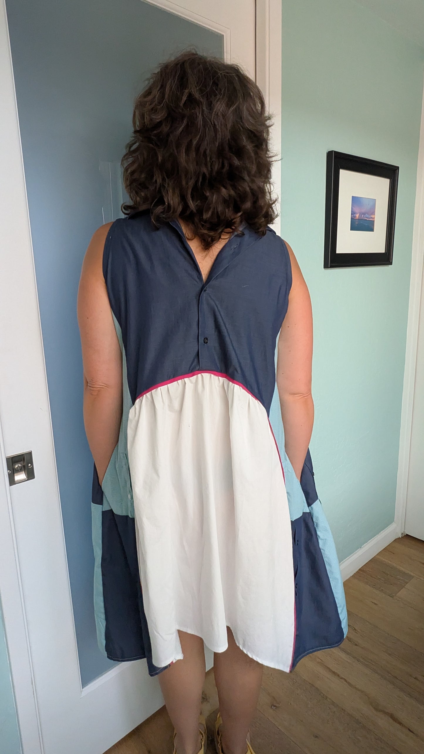 Jumin Dress - Navy/ Teal/ White