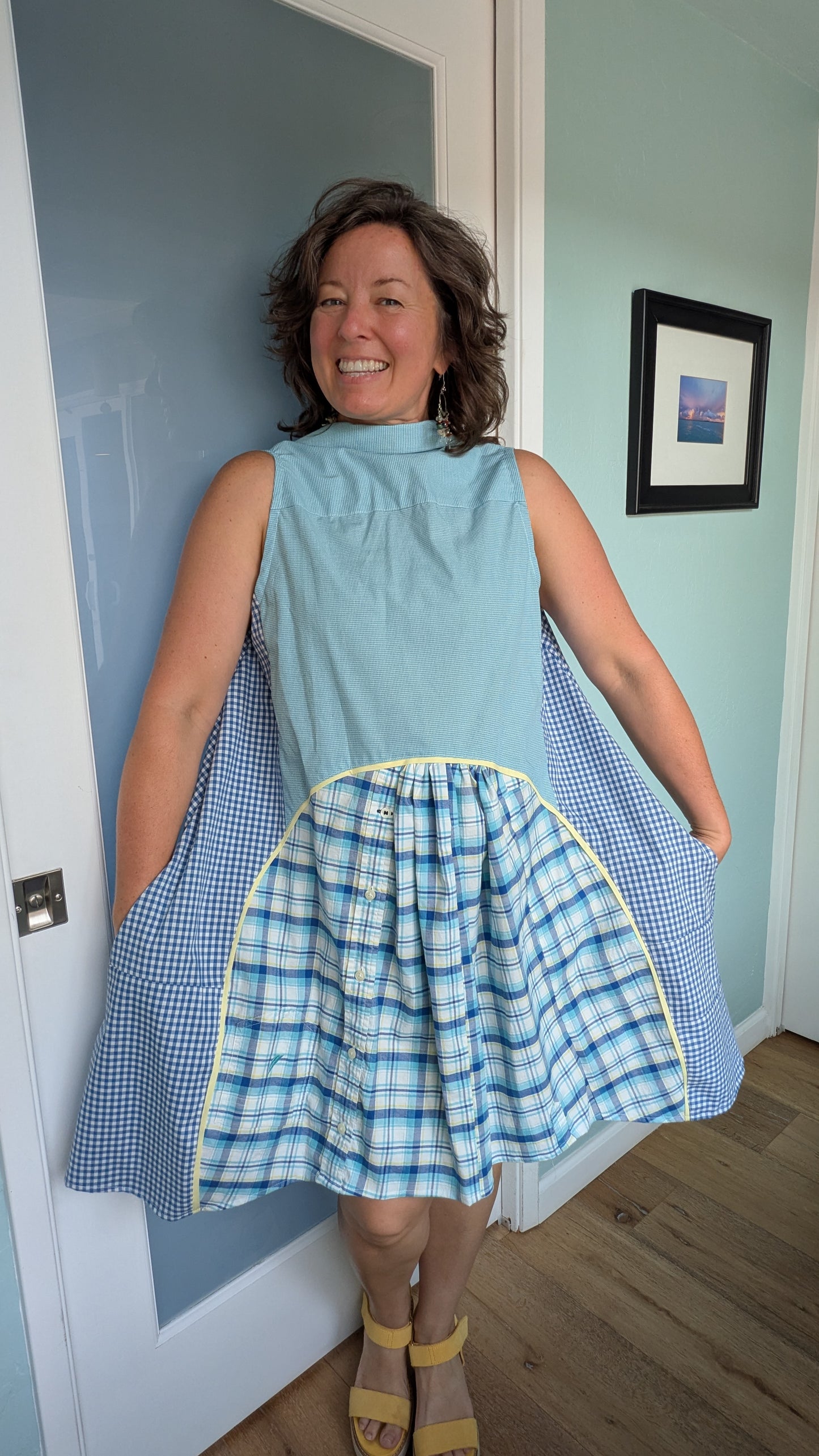 Jumin Dress - Teal/ Blue/ Yellow Plaid