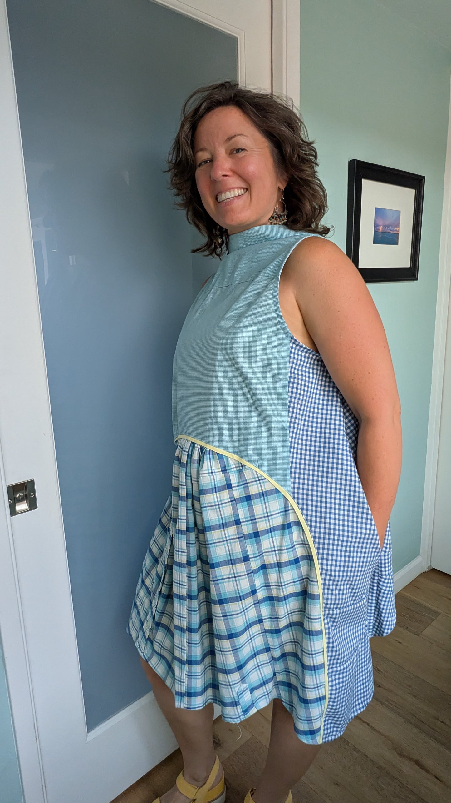 Jumin Dress - Teal/ Blue/ Yellow Plaid
