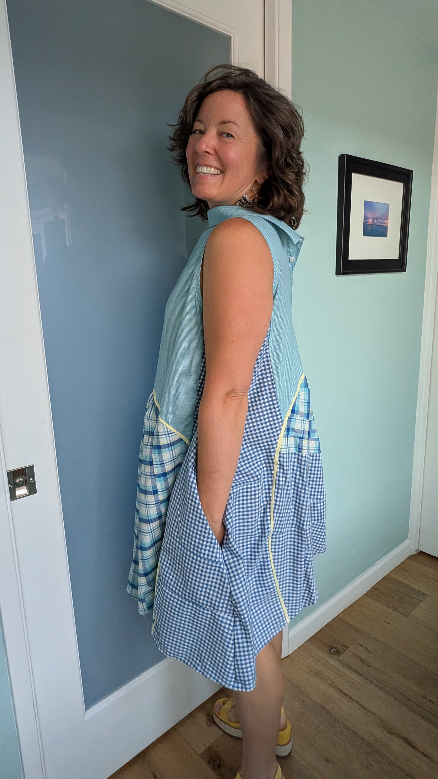 Jumin Dress - Teal/ Blue/ Yellow Plaid