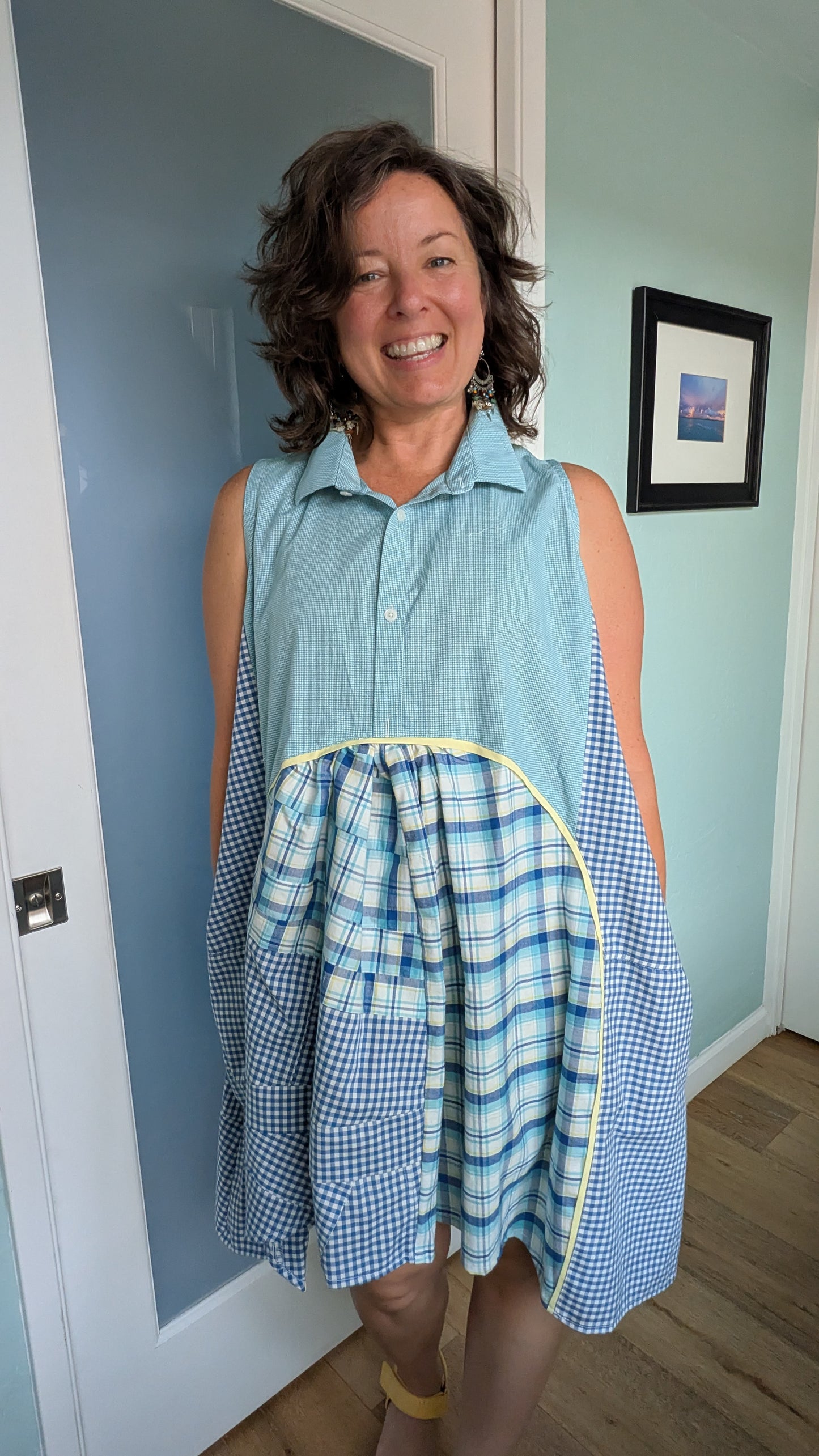 Jumin Dress - Teal/ Blue/ Yellow Plaid