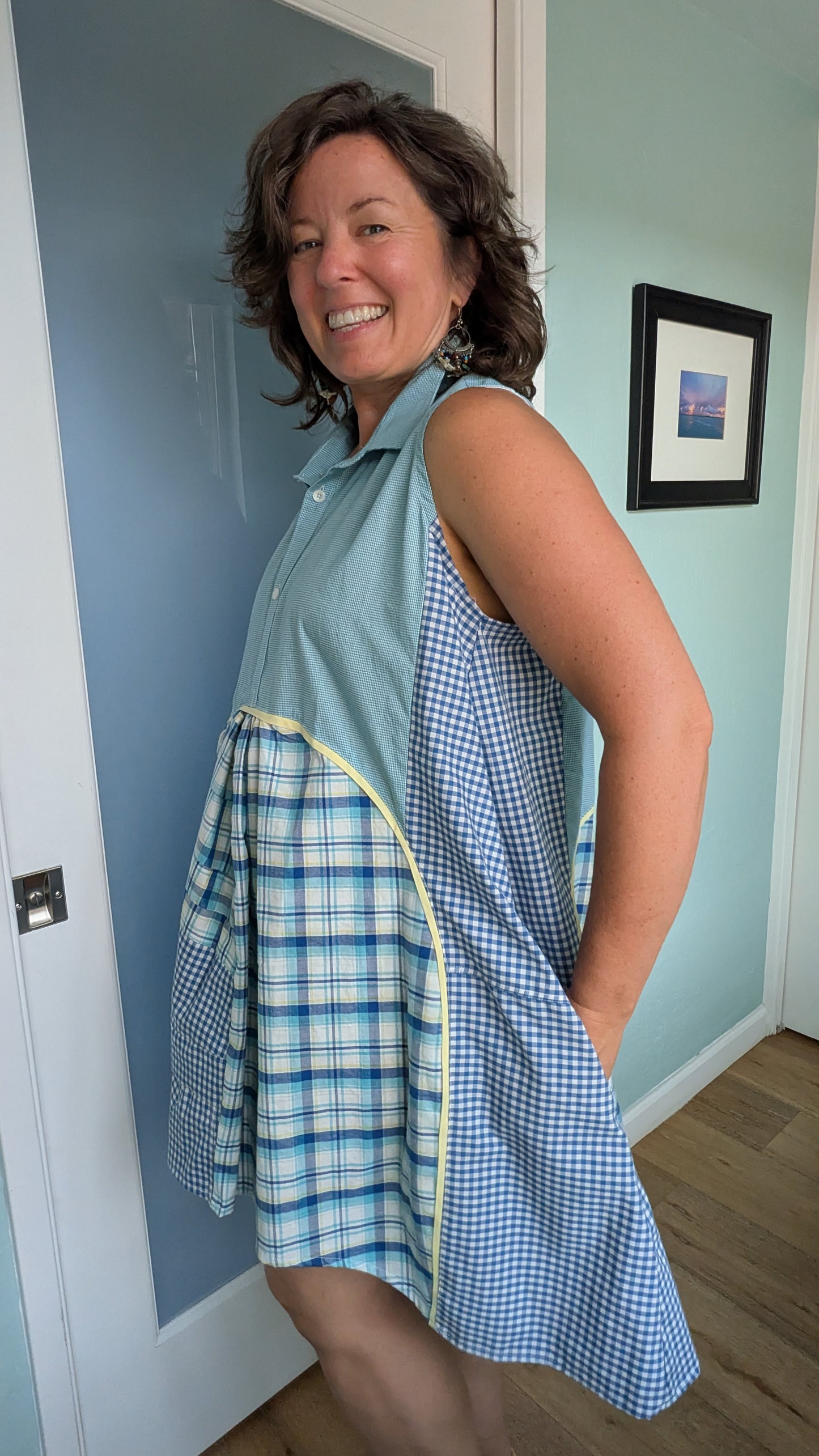 Jumin Dress - Teal/ Blue/ Yellow Plaid