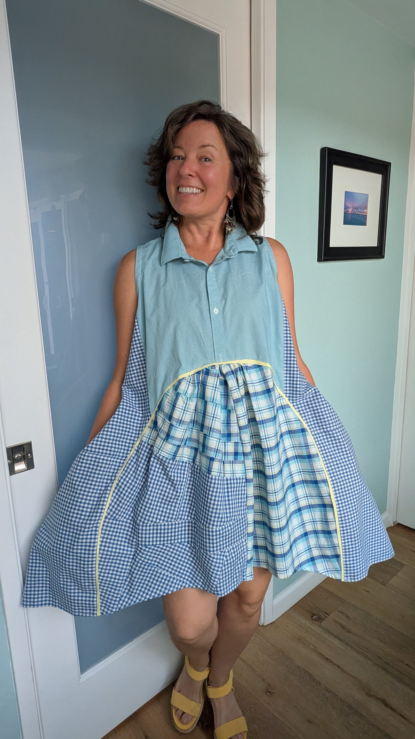 Jumin Dress - Teal/ Blue/ Yellow Plaid