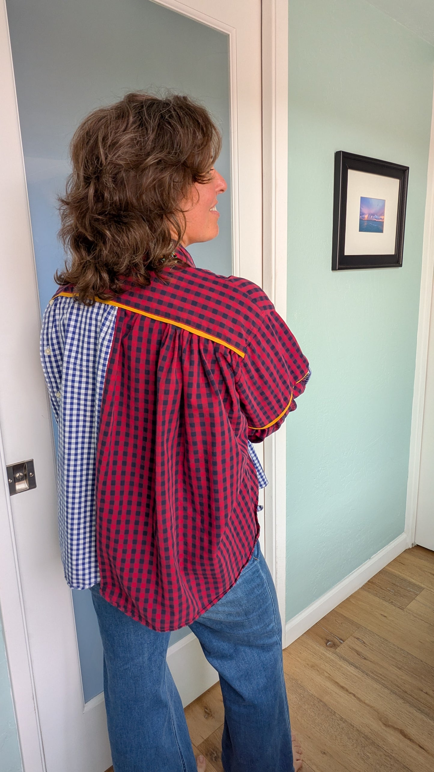 Jovie Blouse - Blue/ Red/ White Checks