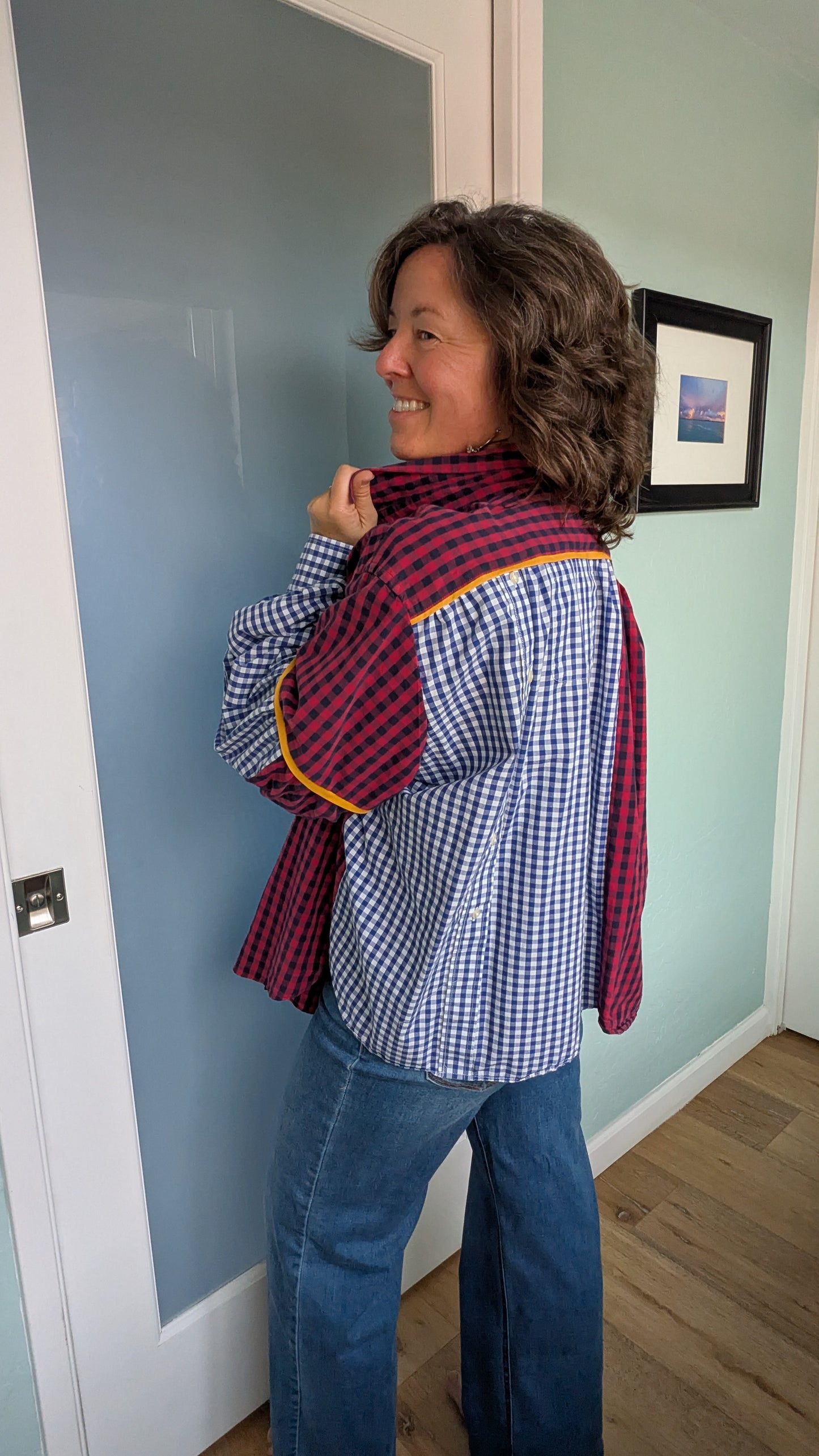 Jovie Blouse - Blue/ Red/ White Checks