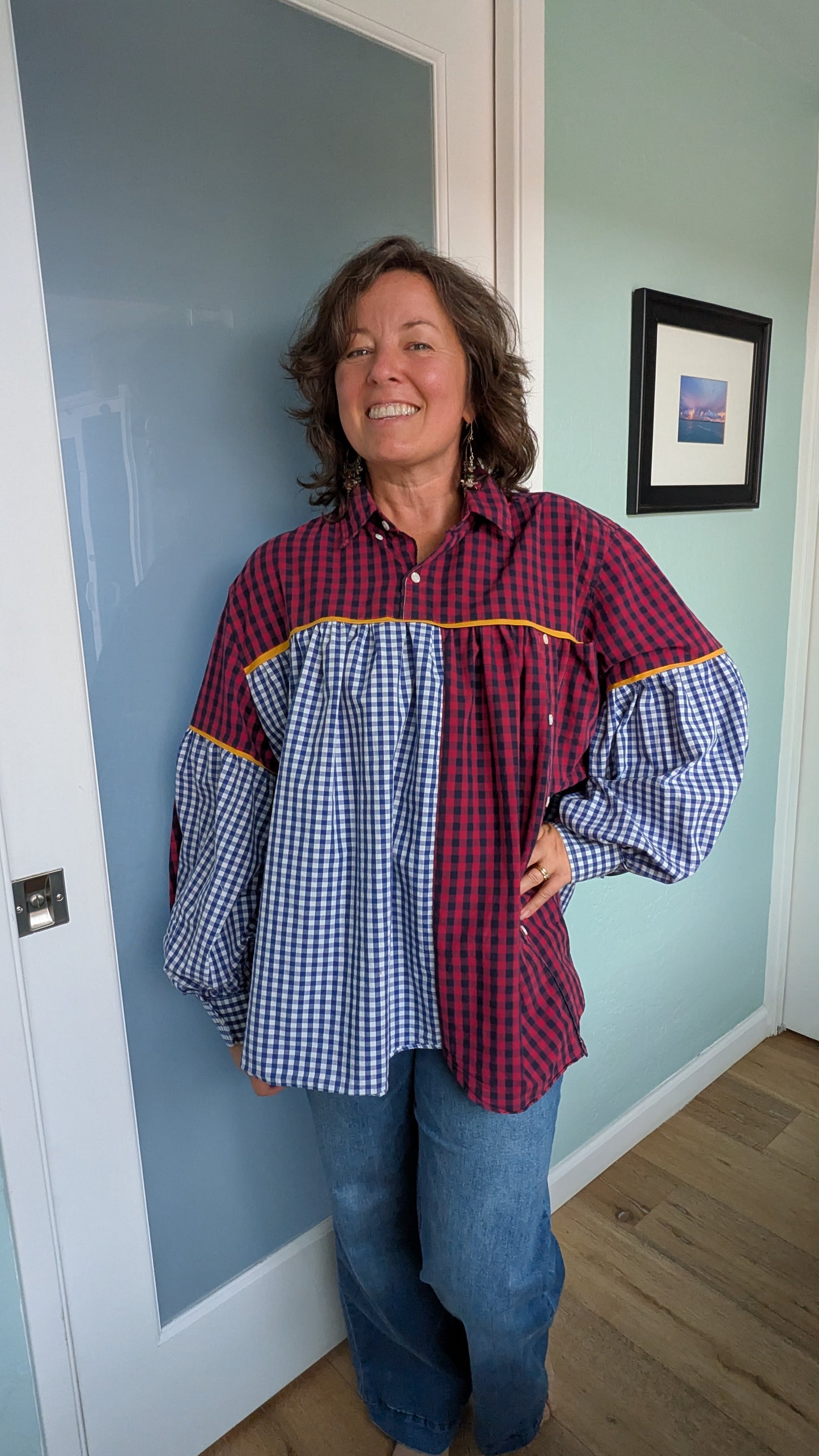 Jovie Blouse - Blue/ Red/ White Checks