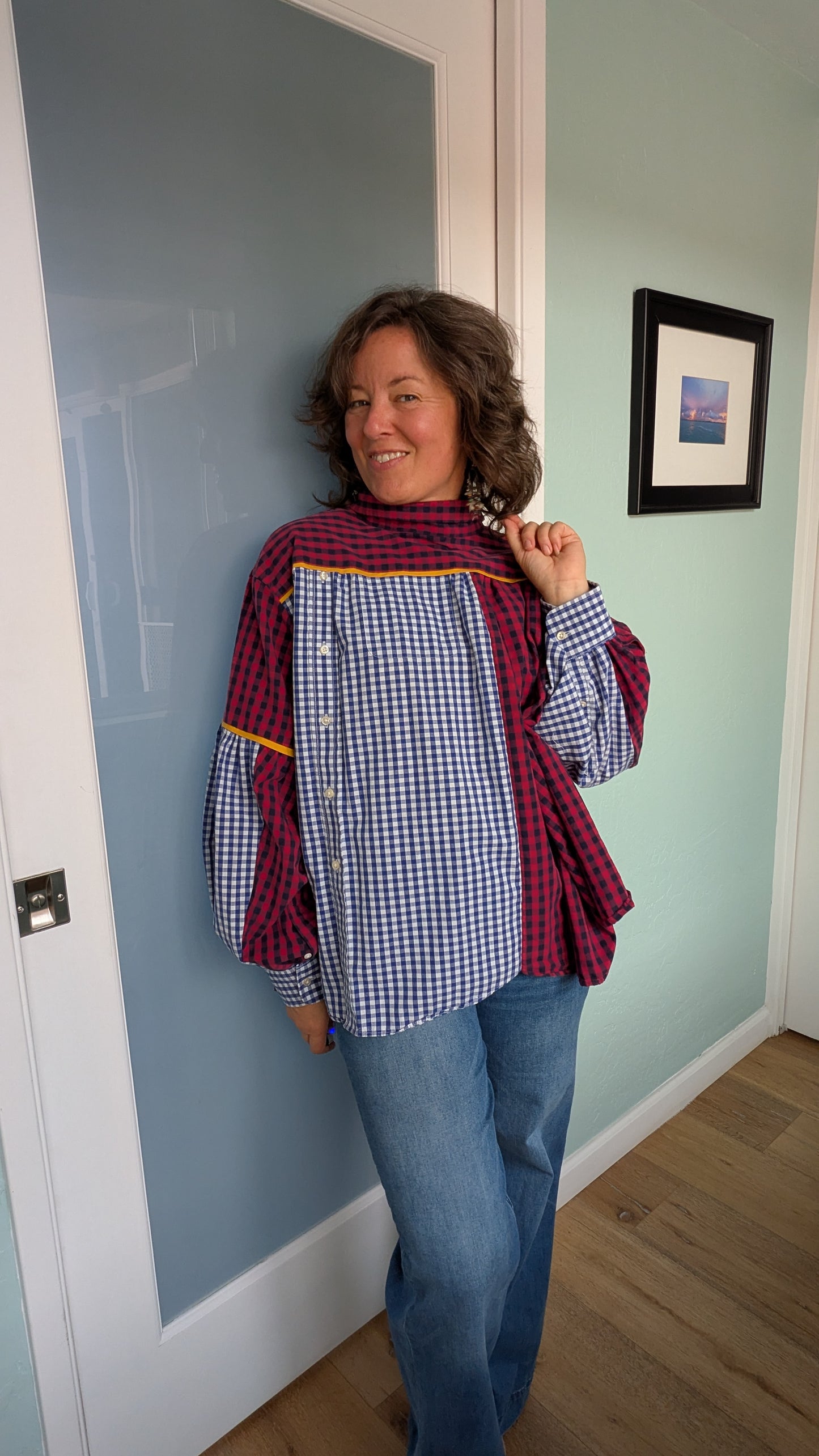Jovie Blouse - Blue/ Red/ White Checks
