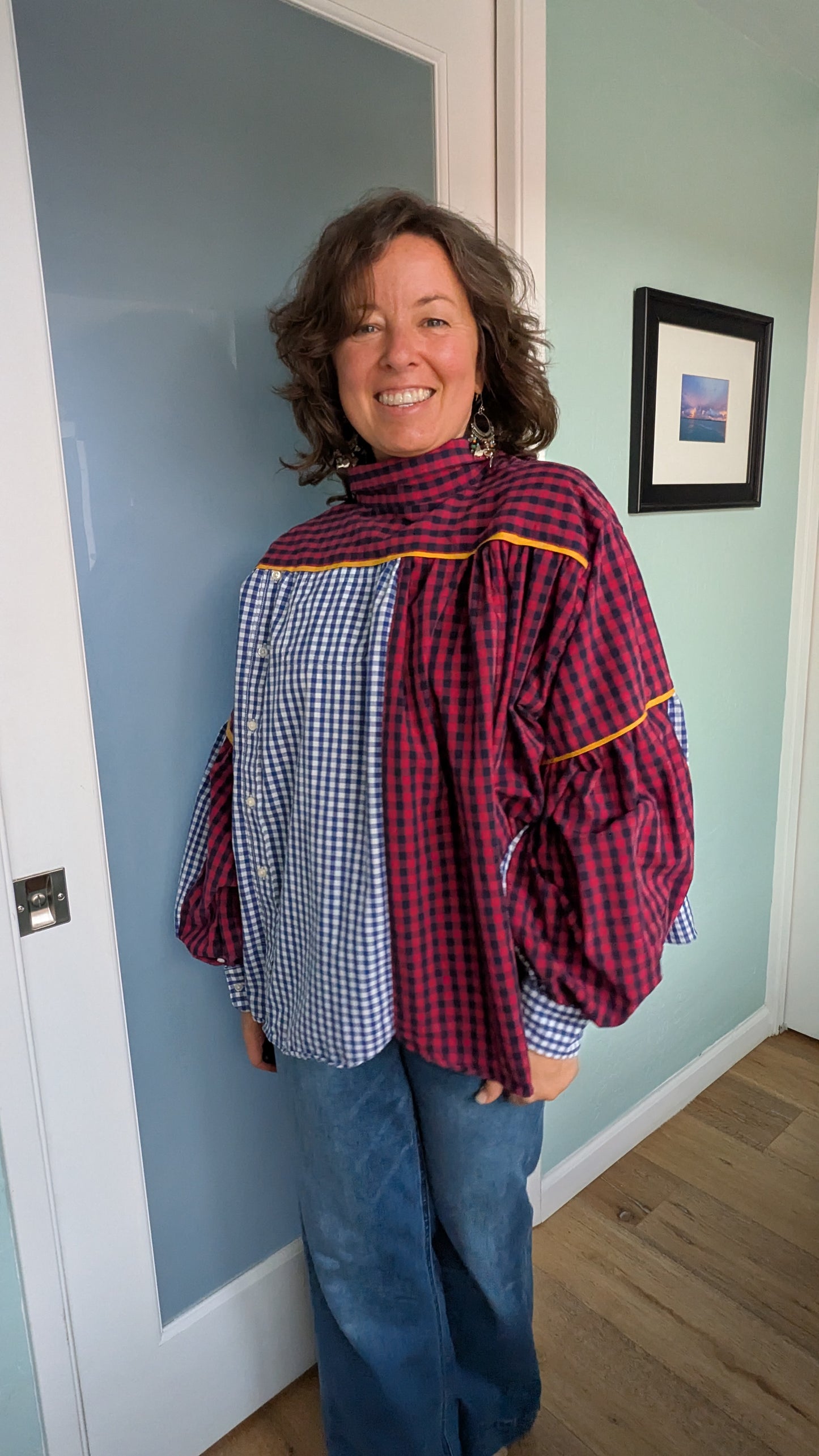 Jovie Blouse - Blue/ Red/ White Checks