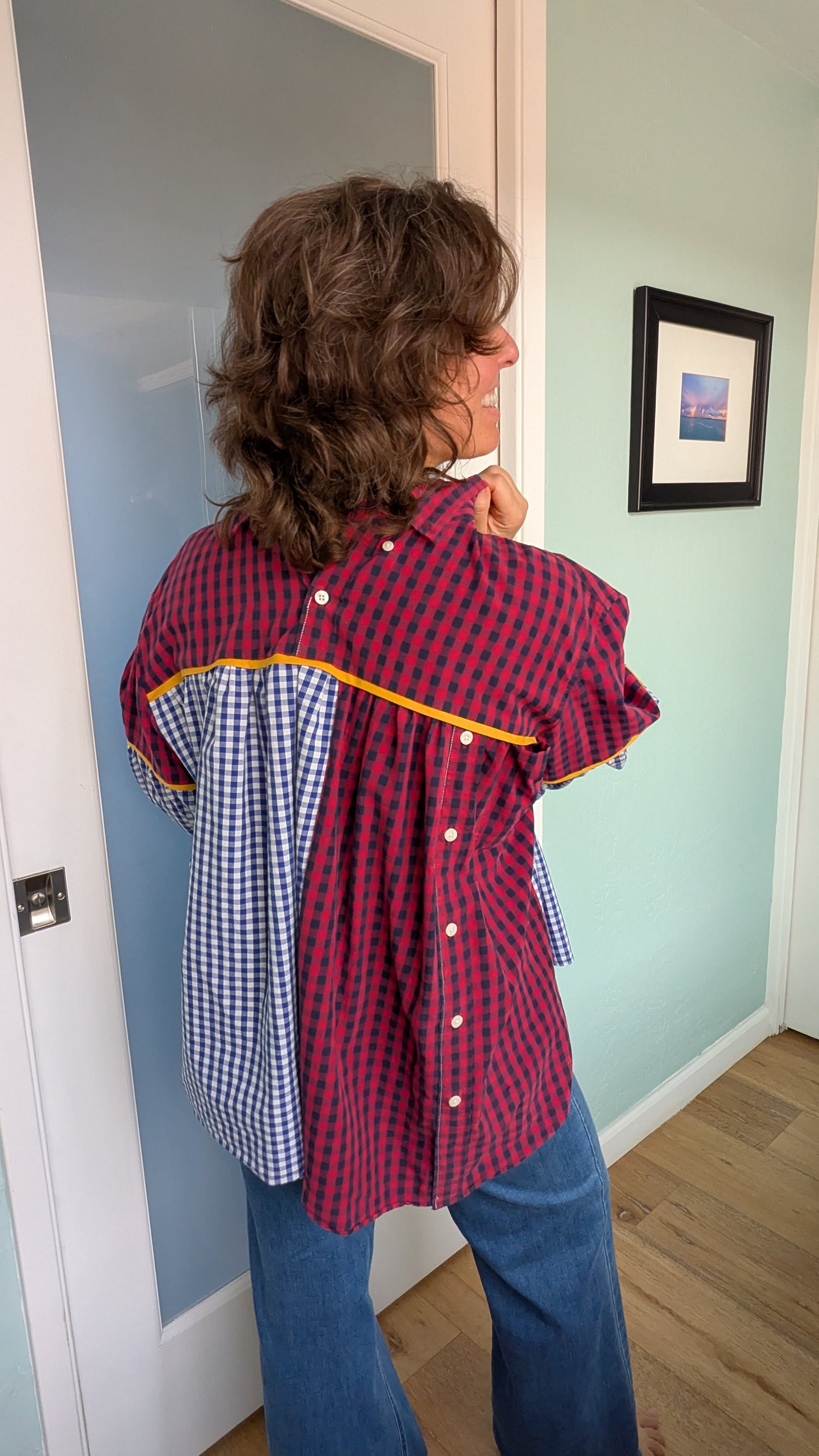 Jovie Blouse - Blue/ Red/ White Checks